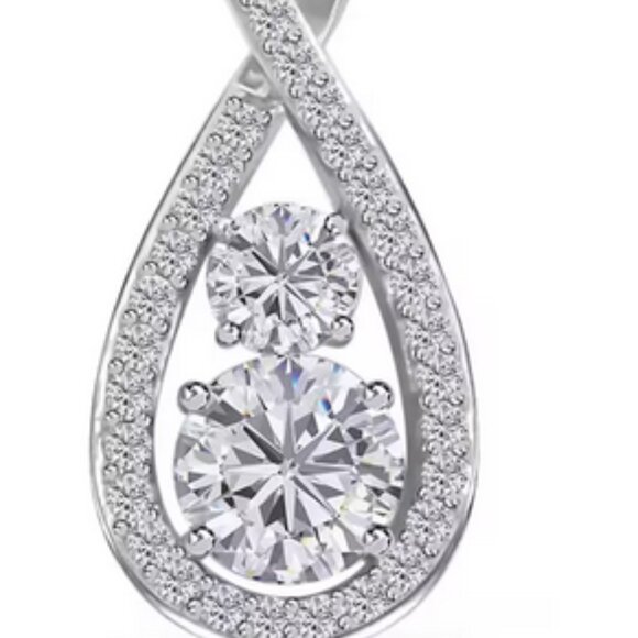 INFINITY Love White Sapphire Sterling SILVER NECKLACE Marked 925 - Picture 1 of 4
